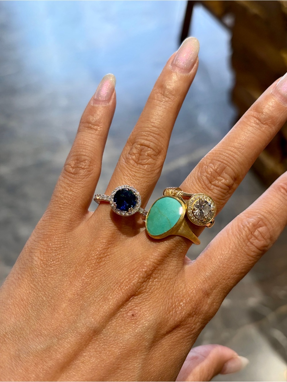 New Blue 1.5ct Sapphire Halo Solitaire Engagement ring in 7
